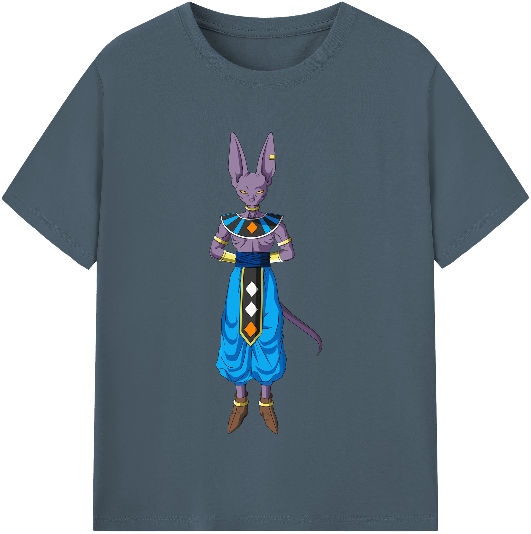 （画像用） ドラゴンボール ビルス 破壊神ビルス DRAGON BALL Beerus Birusu 綿100％半袖Tシャツ（フロントプリント）